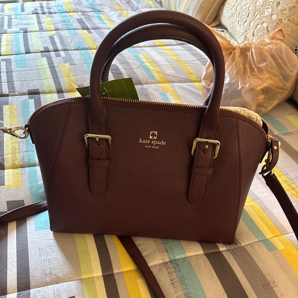 NWT Kate Spade - COVE STREET PIPPA CROSSHATCHED SATCHEL. Mulled Wine